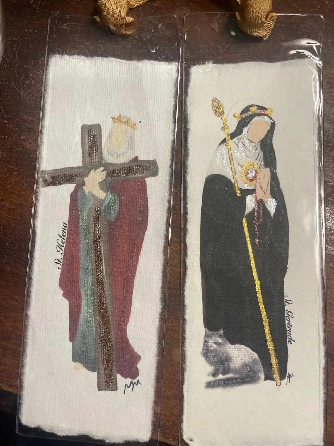 Watercolor Saint Bookmark: Deckled Paper Religious Icon