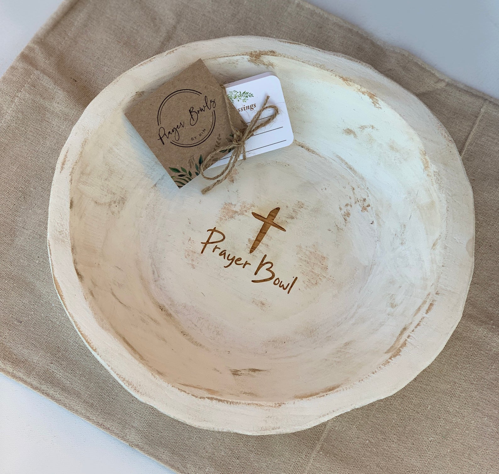 Medium Round Prayer Bowl Dough Bowl Cross religious gifts