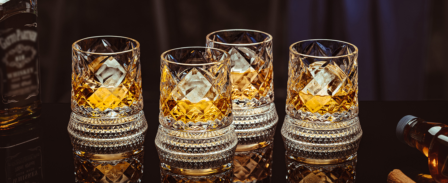spinning whiskey glasses