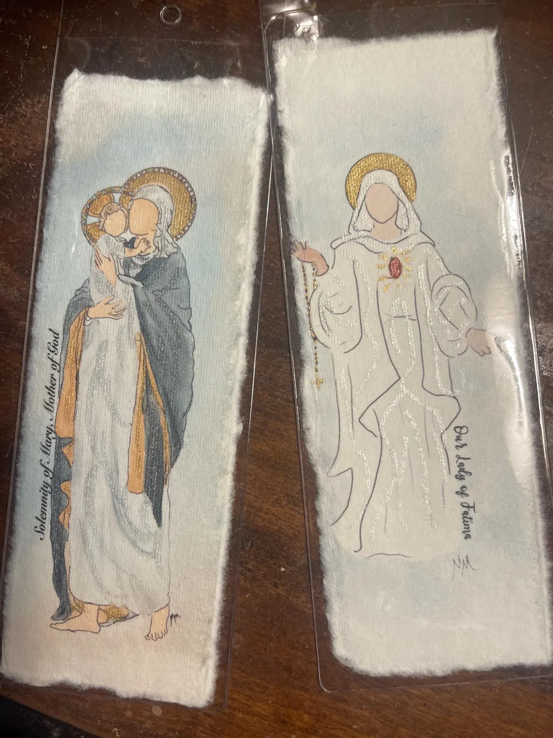 Watercolor Saint Bookmark: Deckled Paper Religious Icon