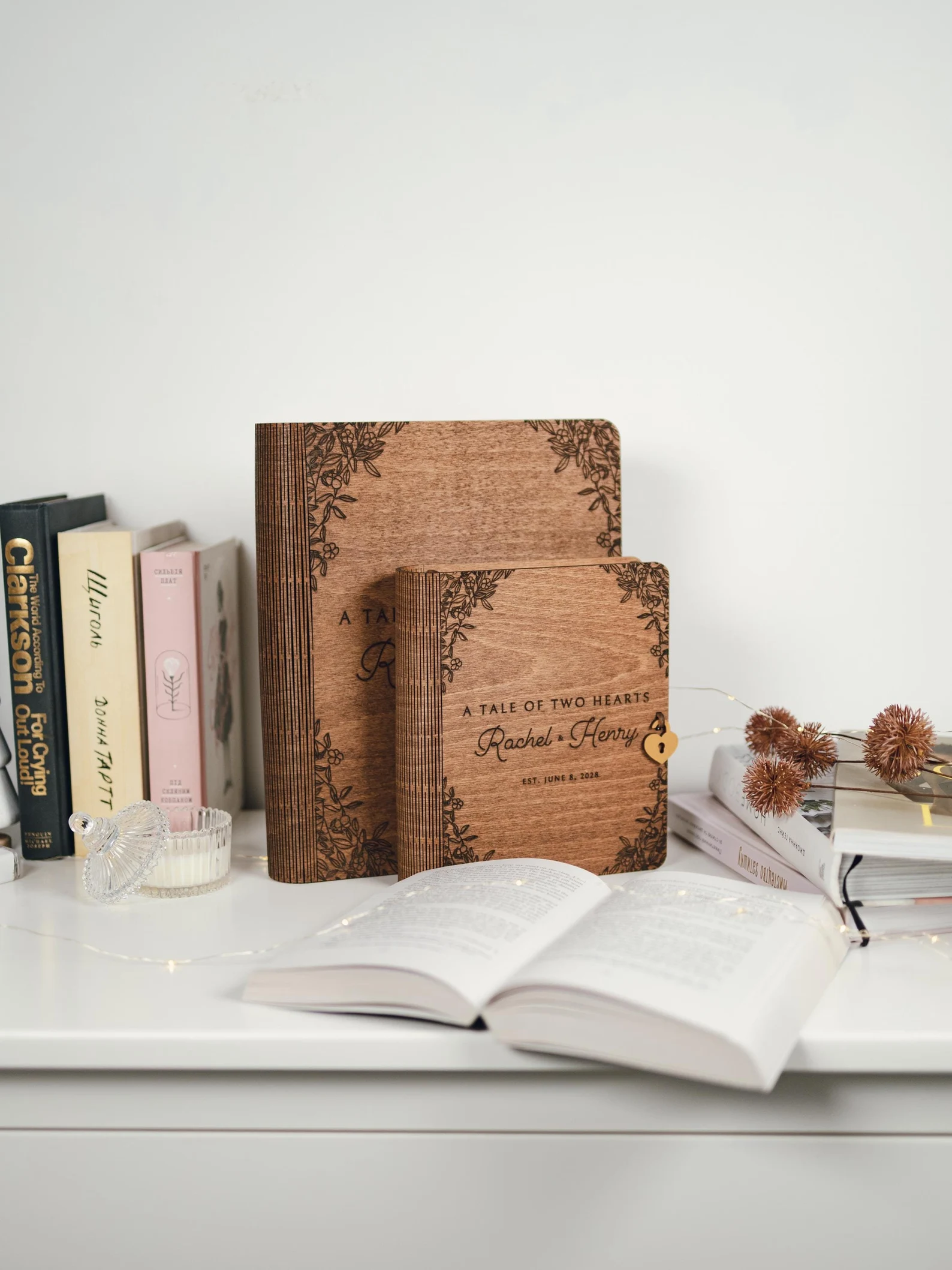 Personalized Memory Book for Couples Wood, Keepsake Chest,gifts