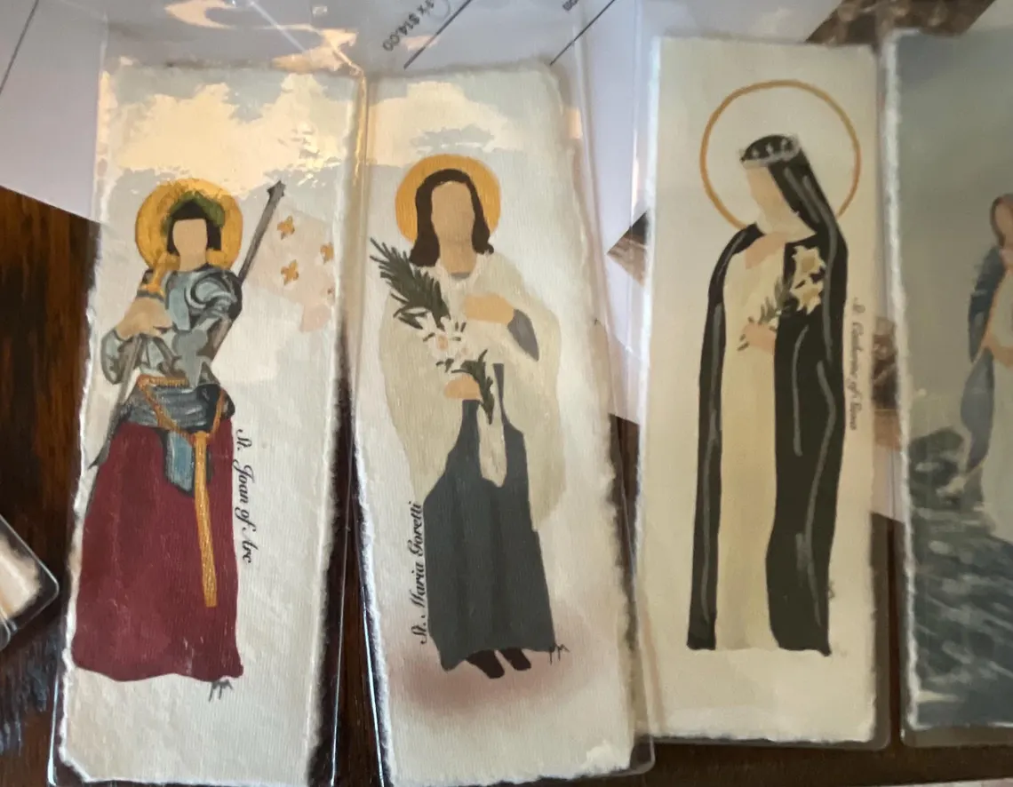 Watercolor Saint Bookmark: Deckled Paper Religious Icon