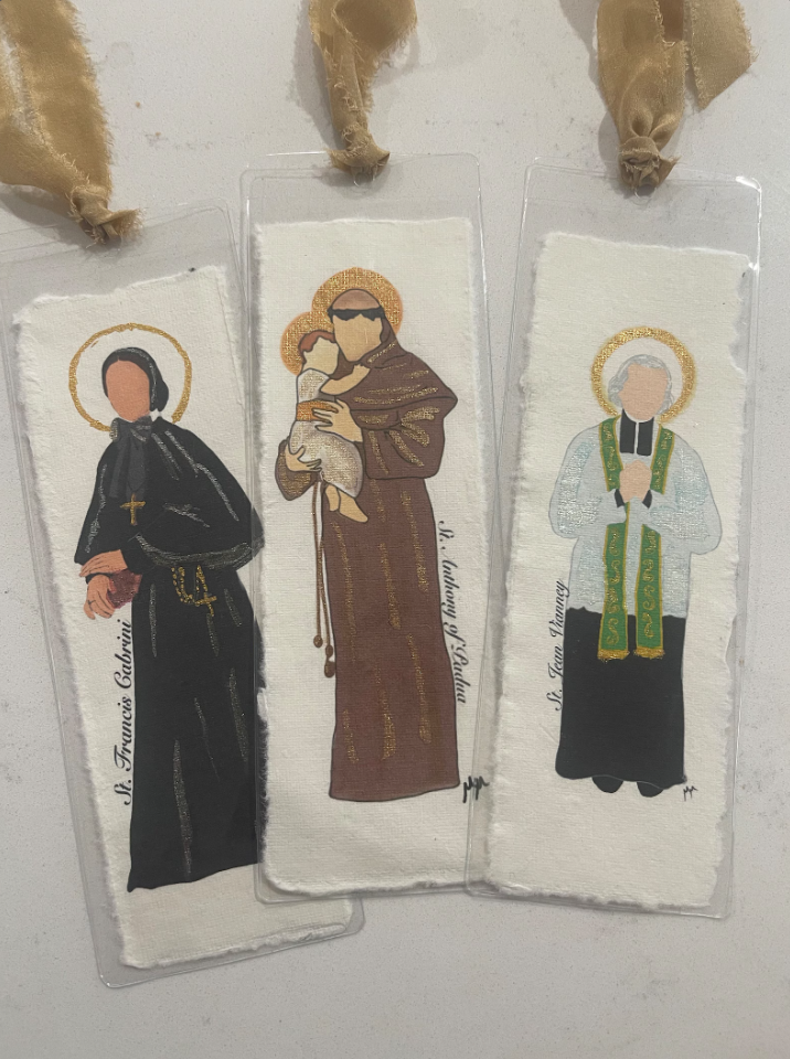 Watercolor Saint Bookmark: Deckled Paper Religious Icon