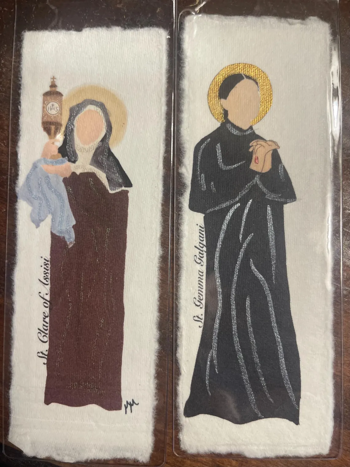 Watercolor Saint Bookmark: Deckled Paper Religious Icon