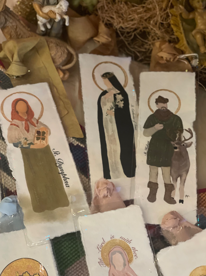 Watercolor Saint Bookmark: Deckled Paper Religious Icon
