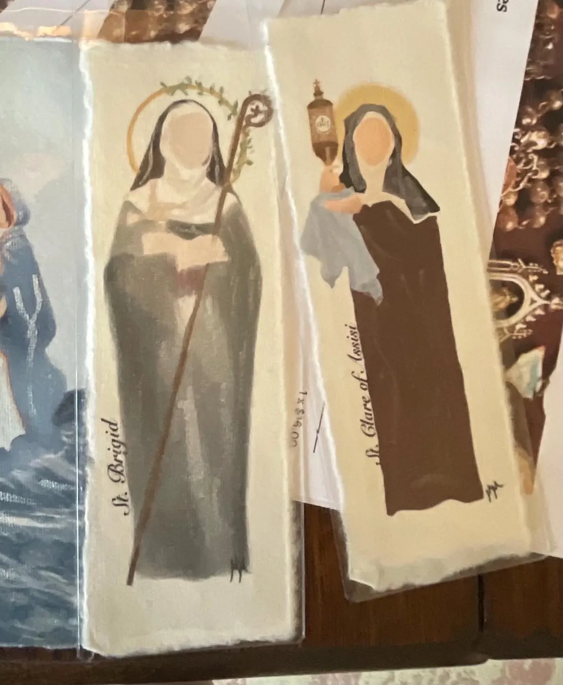 Watercolor Saint Bookmark: Deckled Paper Religious Icon