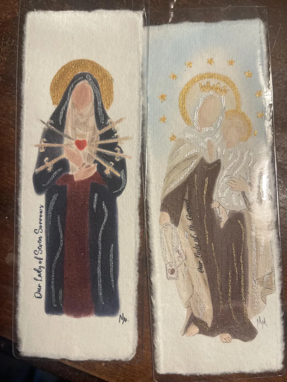 Watercolor Saint Bookmark: Deckled Paper Religious Icon