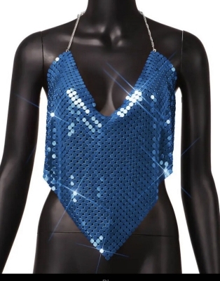 Women's Metal Sequin Crop Top, Stylish Summer Camisole, Flattering Fit Crop Tops, Y2k Clothes, Tank to Women Clothes