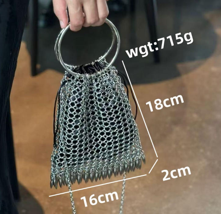 Metal tassel pendant, handmade woven lock, sequin bag, sparkling pearl bag, crossbody women's bag