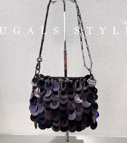 black Handbags For Women PVC Sequins Chain Woven Bag Women Hollow Evening Bags Purses And Handbags