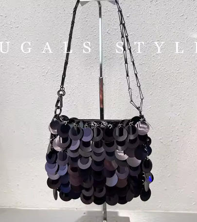 black Handbags For Women PVC Sequins Chain Woven Bag Women Hollow Evening Bags Purses And Handbags