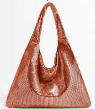 red Metal shiny and non functional aluminum sheet large capacity tote bag, shiny shopping bag, banquet underarm bag, single shoulder hand-held large bag