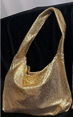 Metal shiny and non functional aluminum sheet large capacity tote bag, shiny shopping bag, banquet underarm bag, single shoulder hand-held large bag