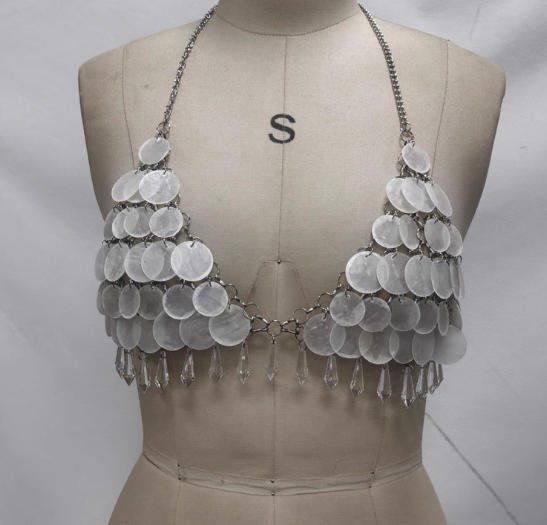 Handmade splicing acrylic sheet sexy camisole vest spicy girl chest chain