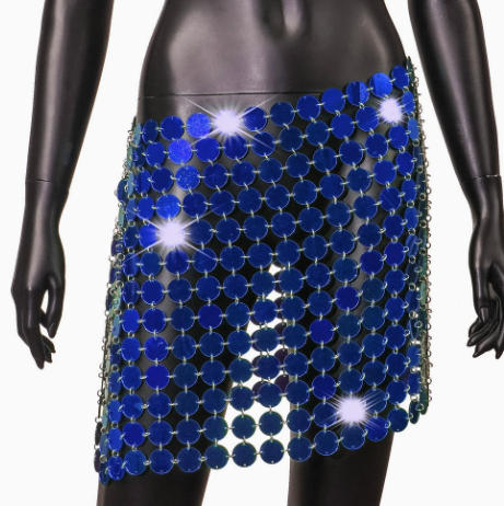 navy blue Cross border nightclub casual splicing acrylic sequin skirt from Europe and America