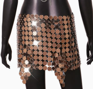 brown Fashion Foreign Trade Women's Nightclub Acrylic Solid Color Short Skirt