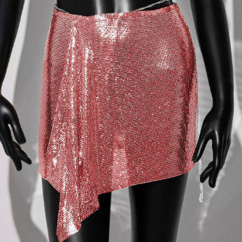 rose gold Cross border New Product Fashion Set Skirt Metal sequin Strap Skirt Set Sexy European and American Spicy Girl Two Piece Set for Women