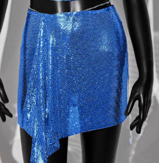 deep blue Cross border New Product Fashion Set Skirt Metal sequin Strap Skirt Set Sexy European and American Spicy Girl Two Piece Set for Women