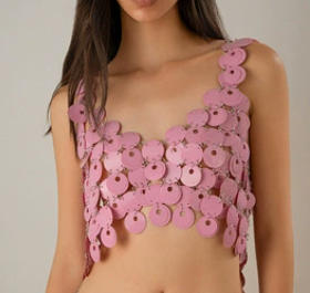 [Copy]pink Round sequin women's suit sexy suspender hollow sequin skirt, nightclub trendy women's thin half skirt, body chain