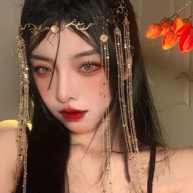 gold Crystal Long Waterdrop Tassel Multilayer Headband For Women Wedding Party Hair Accessories Fashion Jewelry Bride Hairpin