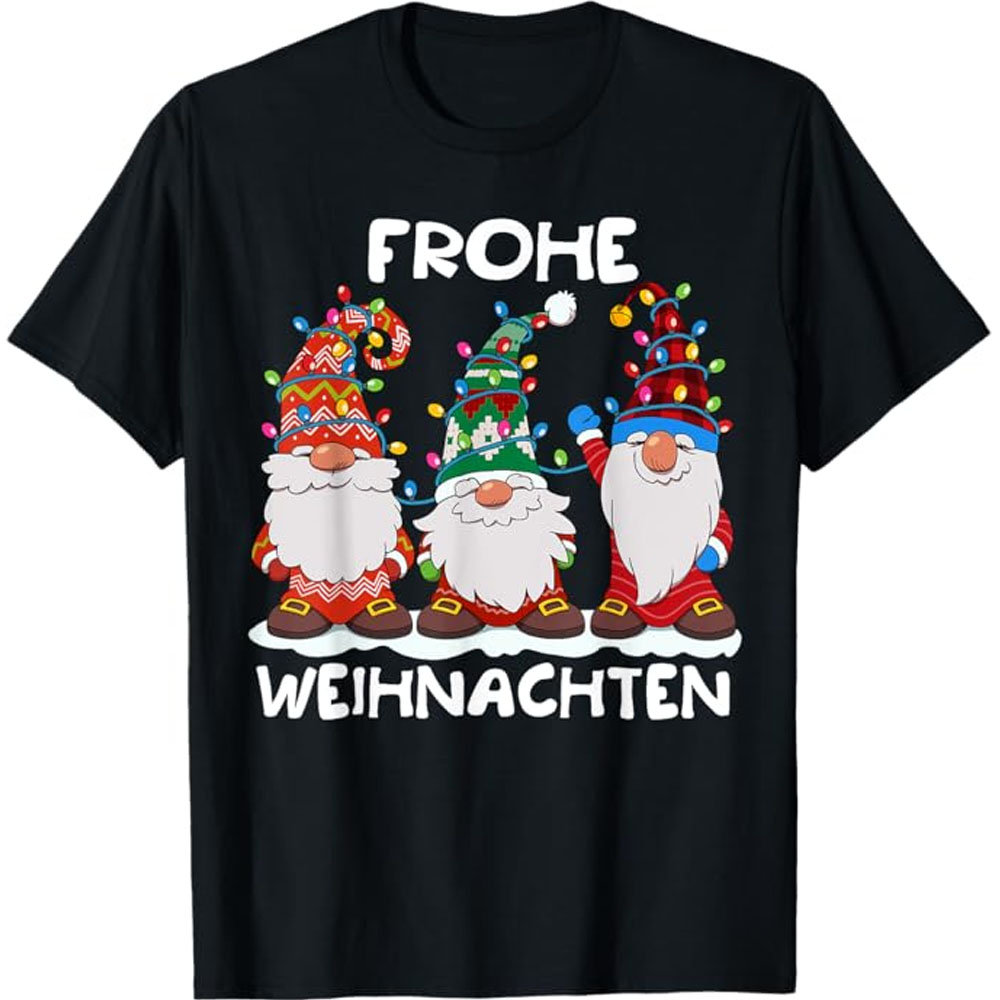 Drei Zwerge Passende Familie Frohe Weihnachten Kurzarm schwarz T-Shirt