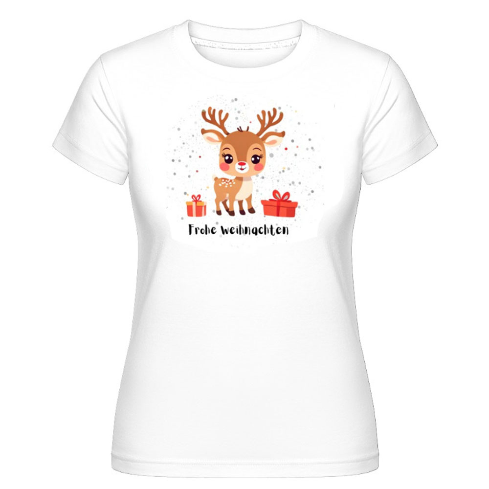 Frohe Weihnachten Rentier Damen weiß T-Shirt