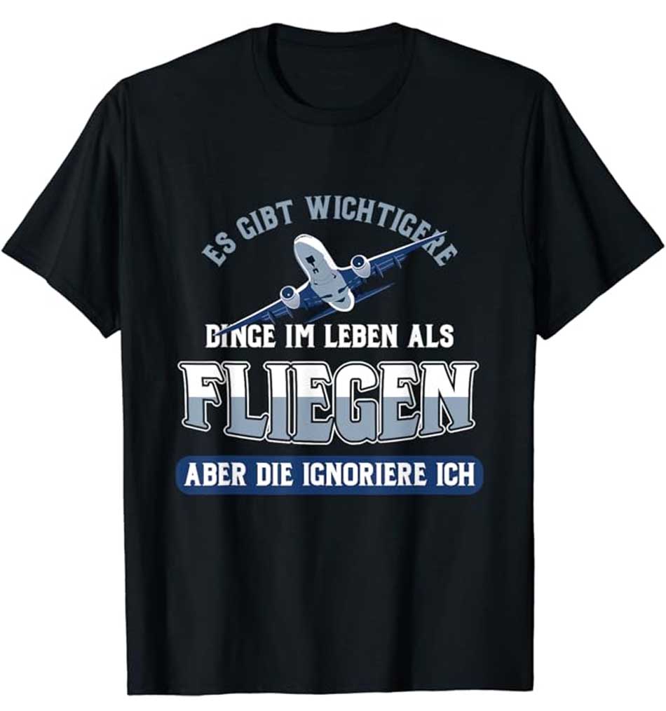 ES GIBT WICHTIGER DINGE IM LEBEN ALS FLIEGEN ABER DIE IGNORIERE ICH schwarz T-Shirt für Herren