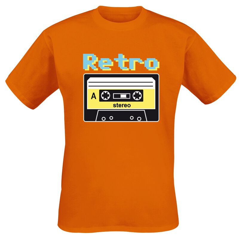 "Retro Kassette" T-Shirt orange für Männer