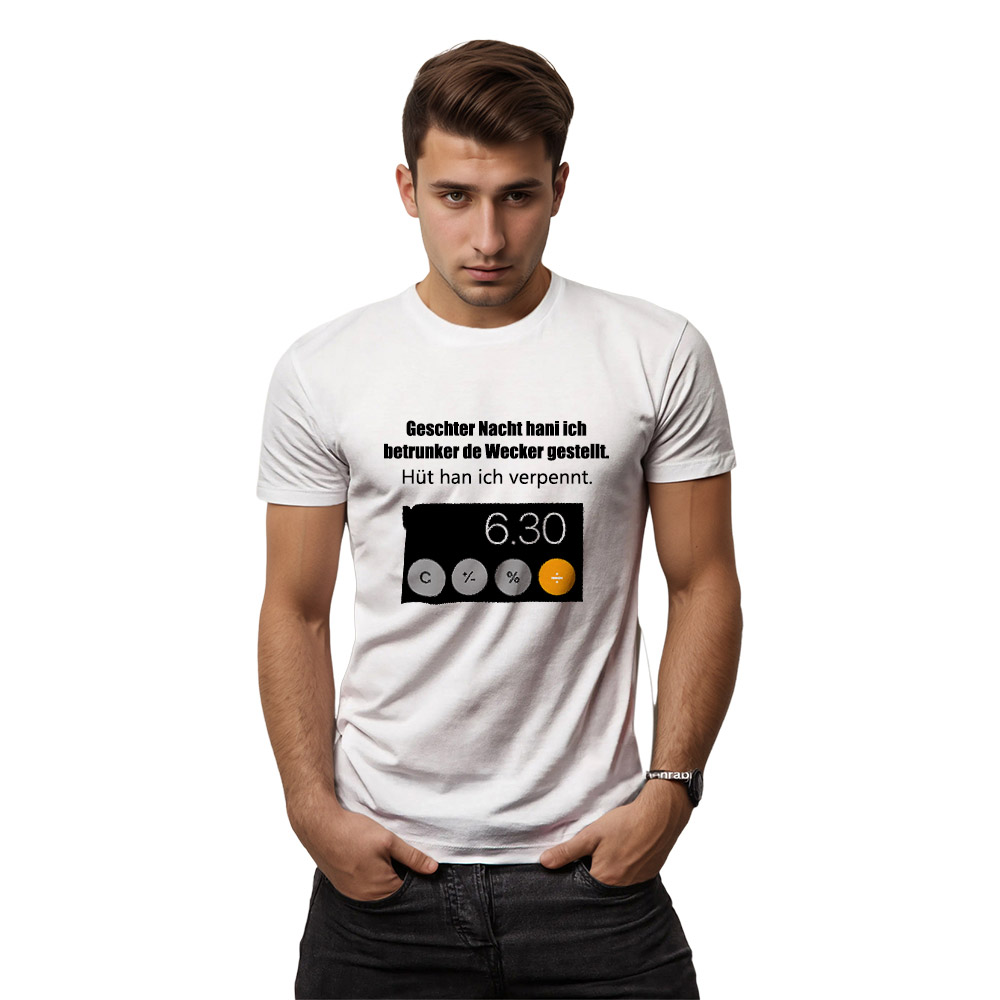 Geschter Nacht hani ich betrunker de Wecker gestellt? schwarz T-Shirt für Herren