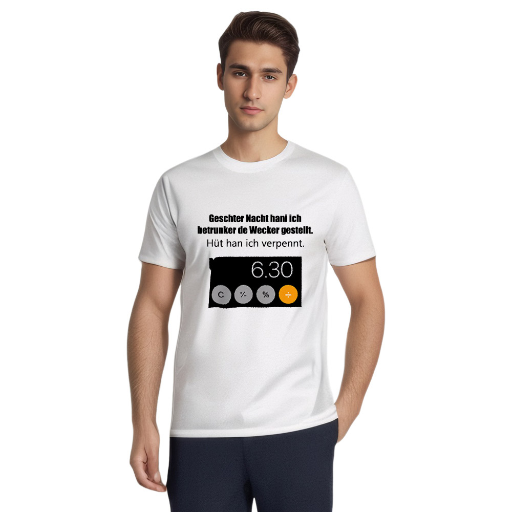 Geschter Nacht hani ich betrunker de Wecker gestellt? schwarz T-Shirt für Herren