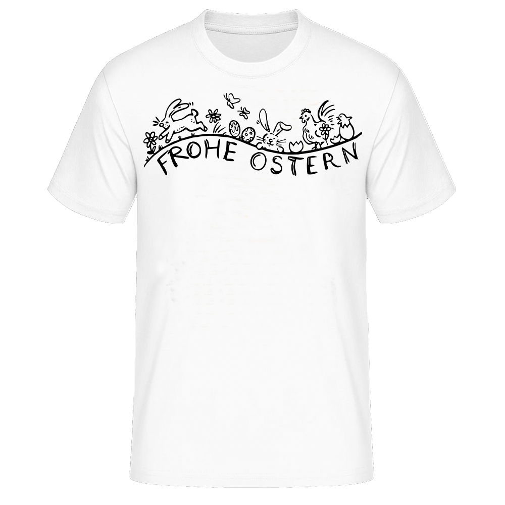 Frohe Ostern Happy Easter lustig Herren weiß kurzarm T-Shirt