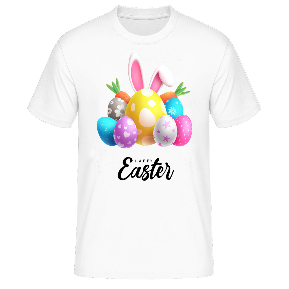 Frohe Ostern Happy Easter Hase Druck Herren weiß kurzarm T-Shirt