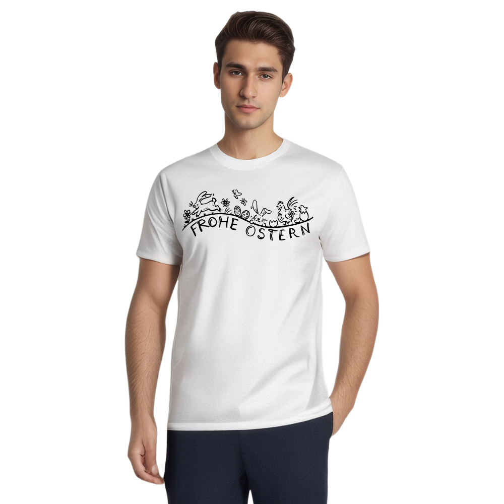 Frohe Ostern Happy Easter lustig Herren weiß kurzarm T-Shirt