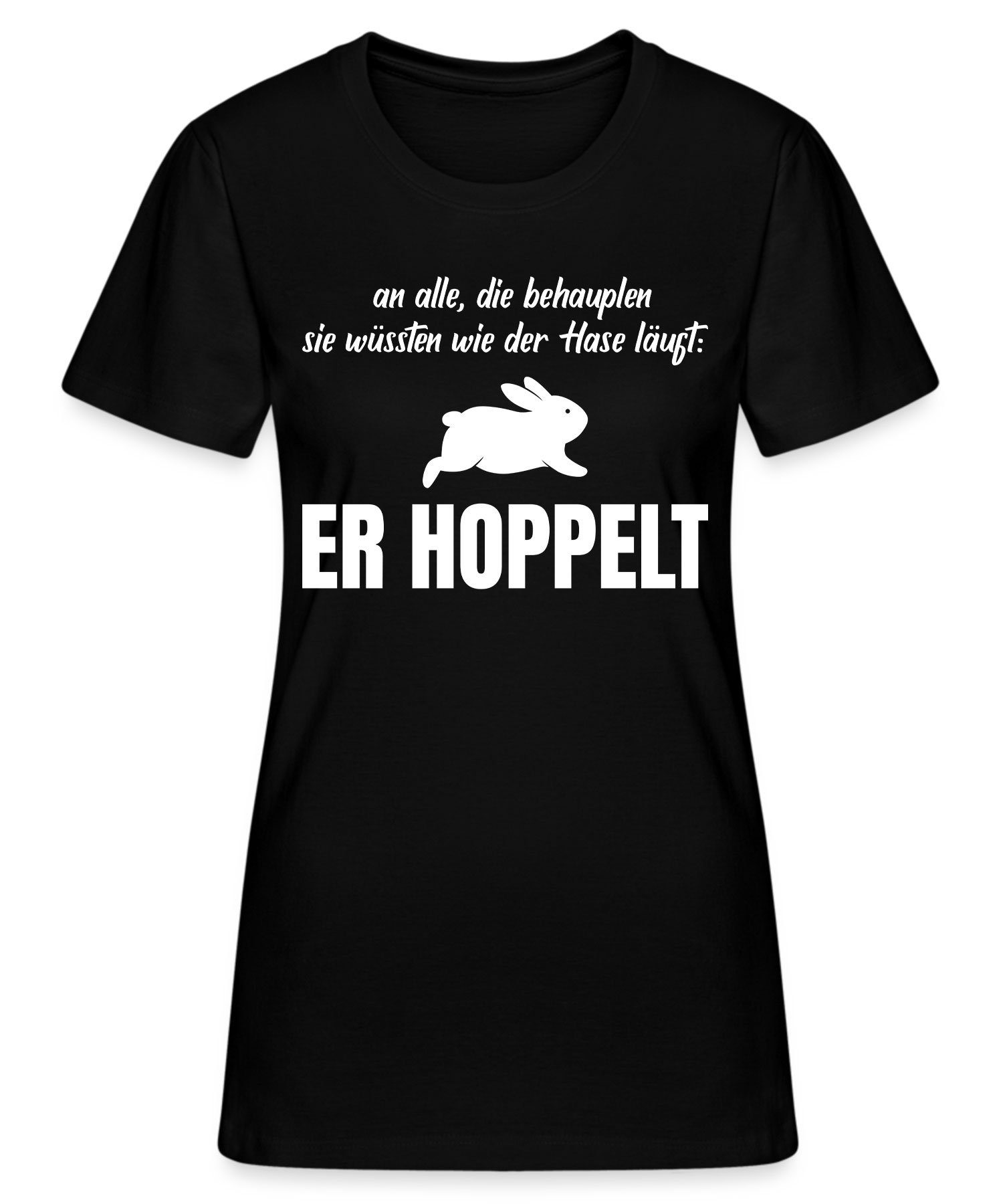 Hase Kaninchen Er Hoppelt schwarz T-Shirt für Damen