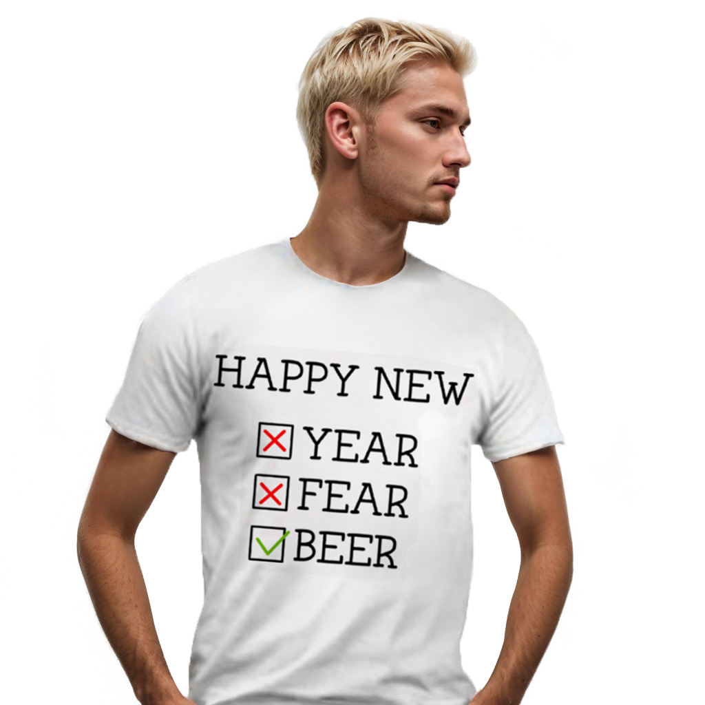 Happy New Year Fear Beer Männer weiß T-Shirt