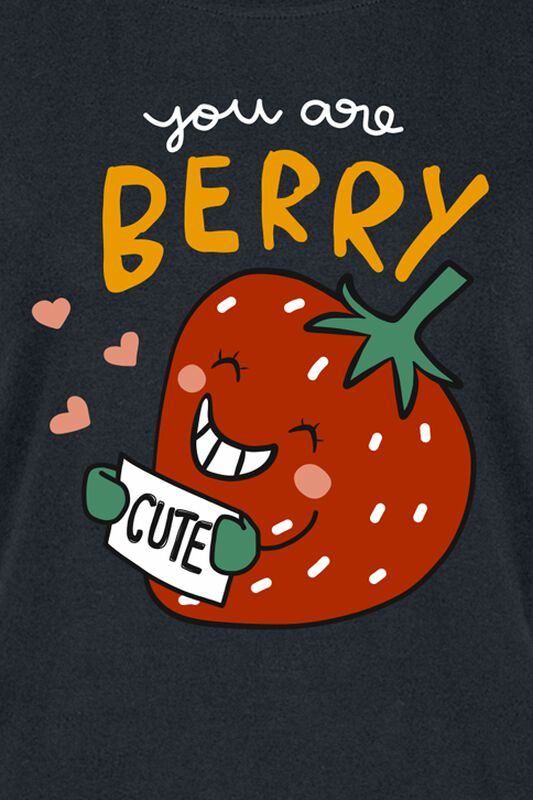 "You Are Berry Cute" Erdbeere T-Shirt schwarz für Frauen