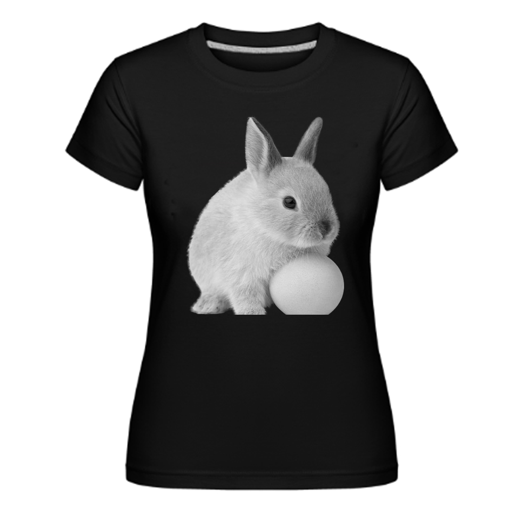 Happy Easter lustig Hase Druck Frohe Ostern Damen schwarz kurzarm T-Shirt