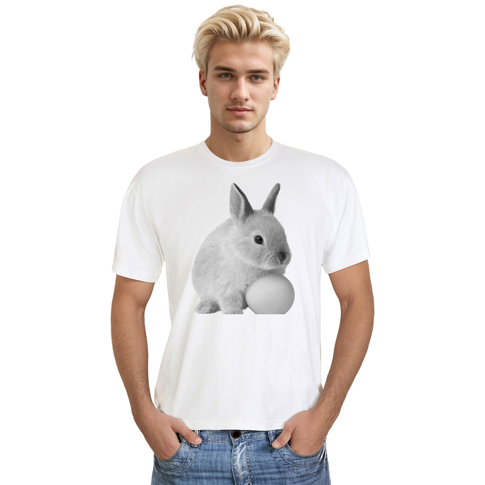 Happy Easter lustig Hase Druck Frohe Ostern Herren weiß kurzarm T-Shirt
