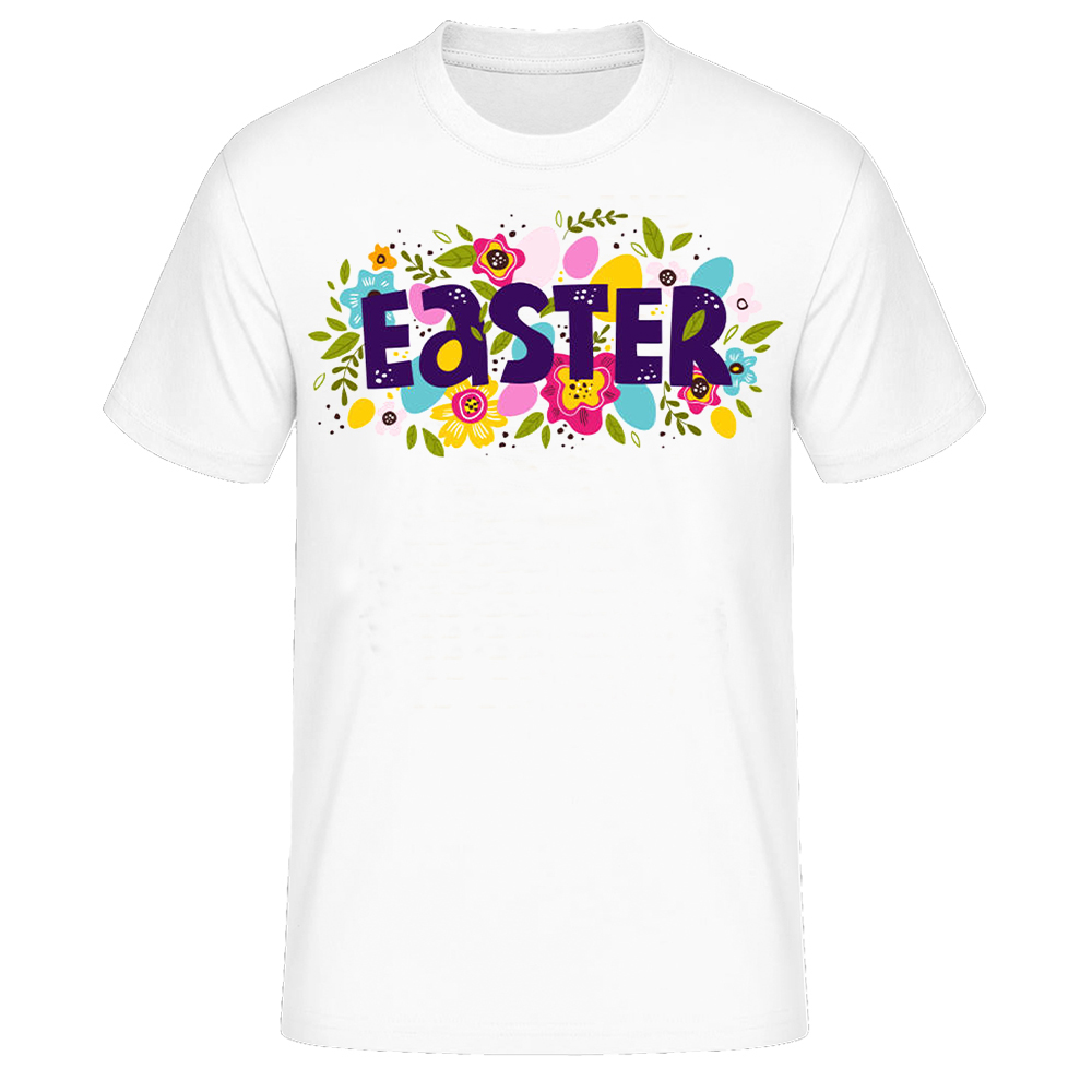 Happy Easter Frohe Ostern Druck Herren weiß kurzarm T-Shirt