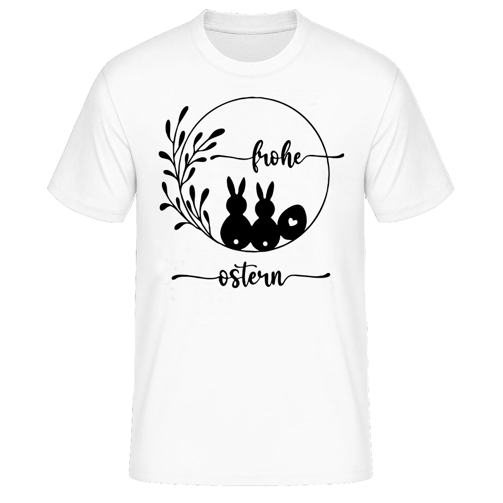 Happy Easter Frohe Ostern Herren weiß Ei Hase Druck kurzarm T-Shirt