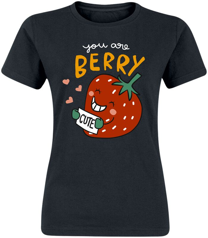 "You Are Berry Cute" Erdbeere T-Shirt schwarz für Frauen