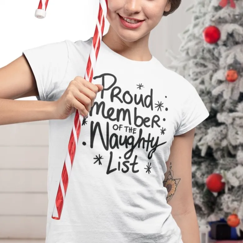Weihnachten Proud Member of Naughty List weiß T-Shirt