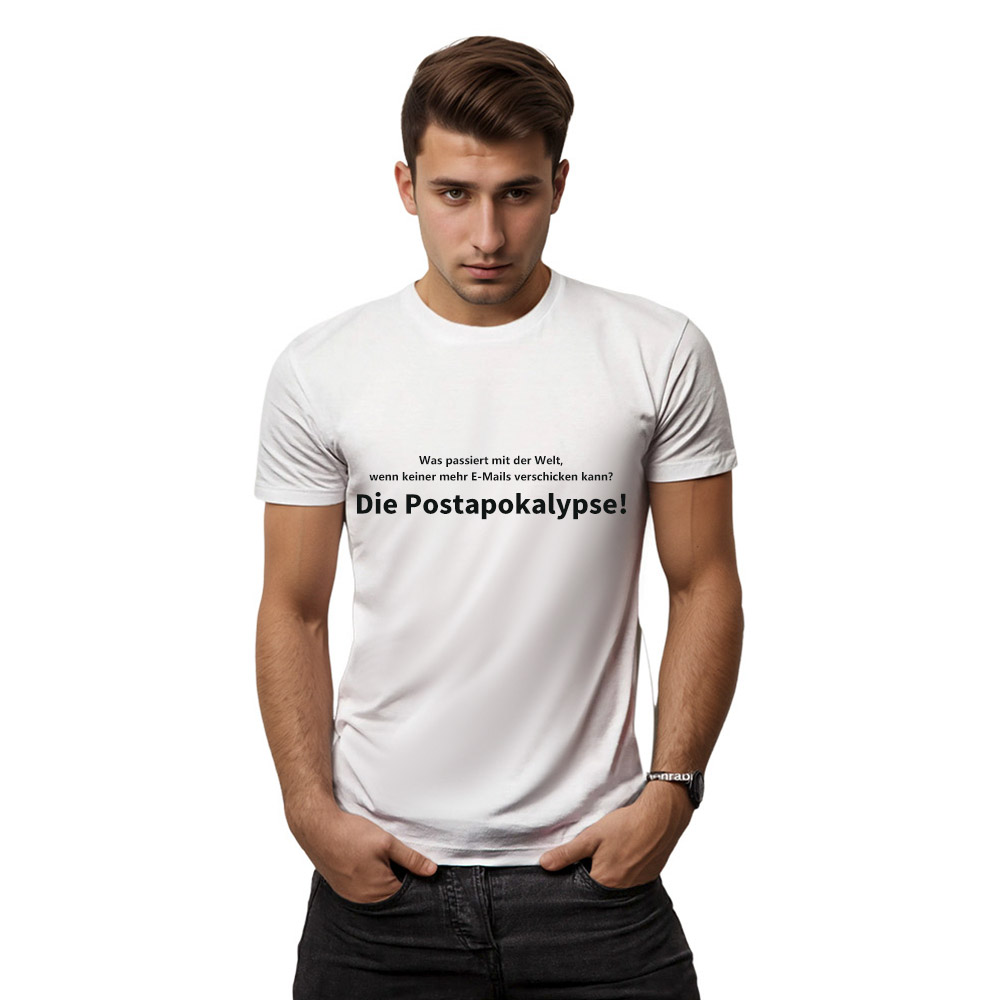 Was passiert mit der Welt, wenn keiner mehr E-Mails verschicken kann? - Die Postapokalypse! weiß T-Shirt für Herren