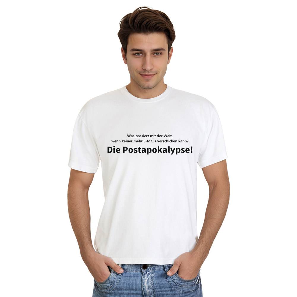 Was passiert mit der Welt, wenn keiner mehr E-Mails verschicken kann? - Die Postapokalypse! weiß T-Shirt für Herren