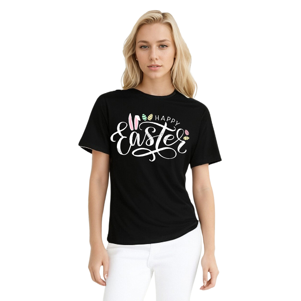 Happy Easter schwarz Damen kurzarm T-Shirt