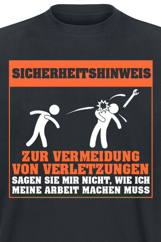 "Sicherheitshinweis zur Vermeidung von Verletzungen" T-Shirt für Männer