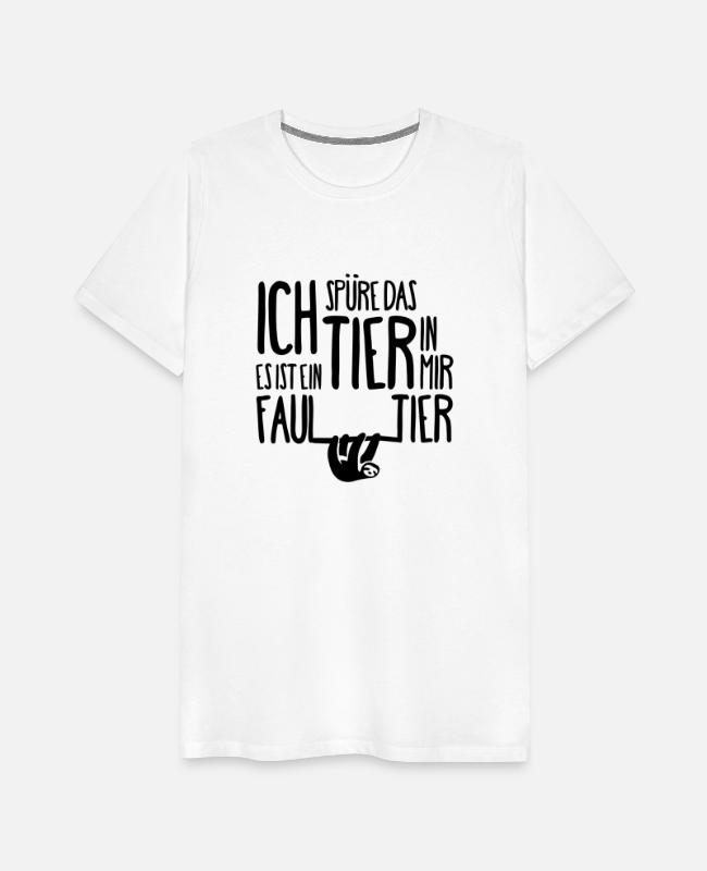 spüre das Tier in mir ein Faultier Spruch lustig weiß T-Shirt für Männer