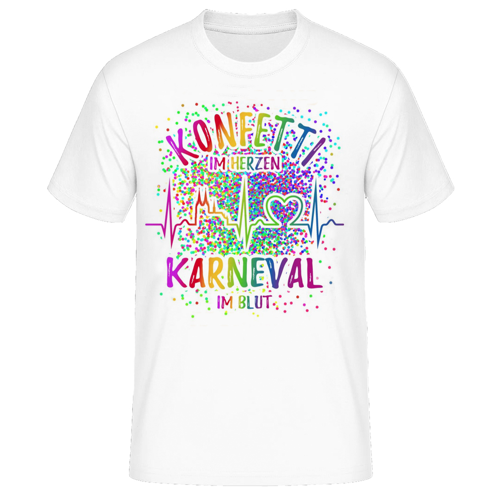 Herzkurve Köln Konfetti im Herzen Karneval im Blut Männer weiß T-Shirt