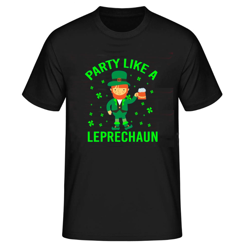 PARTY LIKE A LEPRECHAUN Männer Herren schwarz T-Shirt