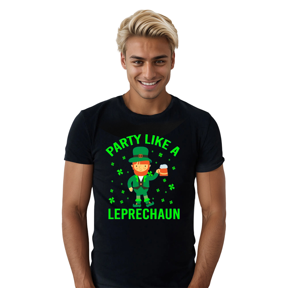 PARTY LIKE A LEPRECHAUN Männer Herren schwarz T-Shirt
